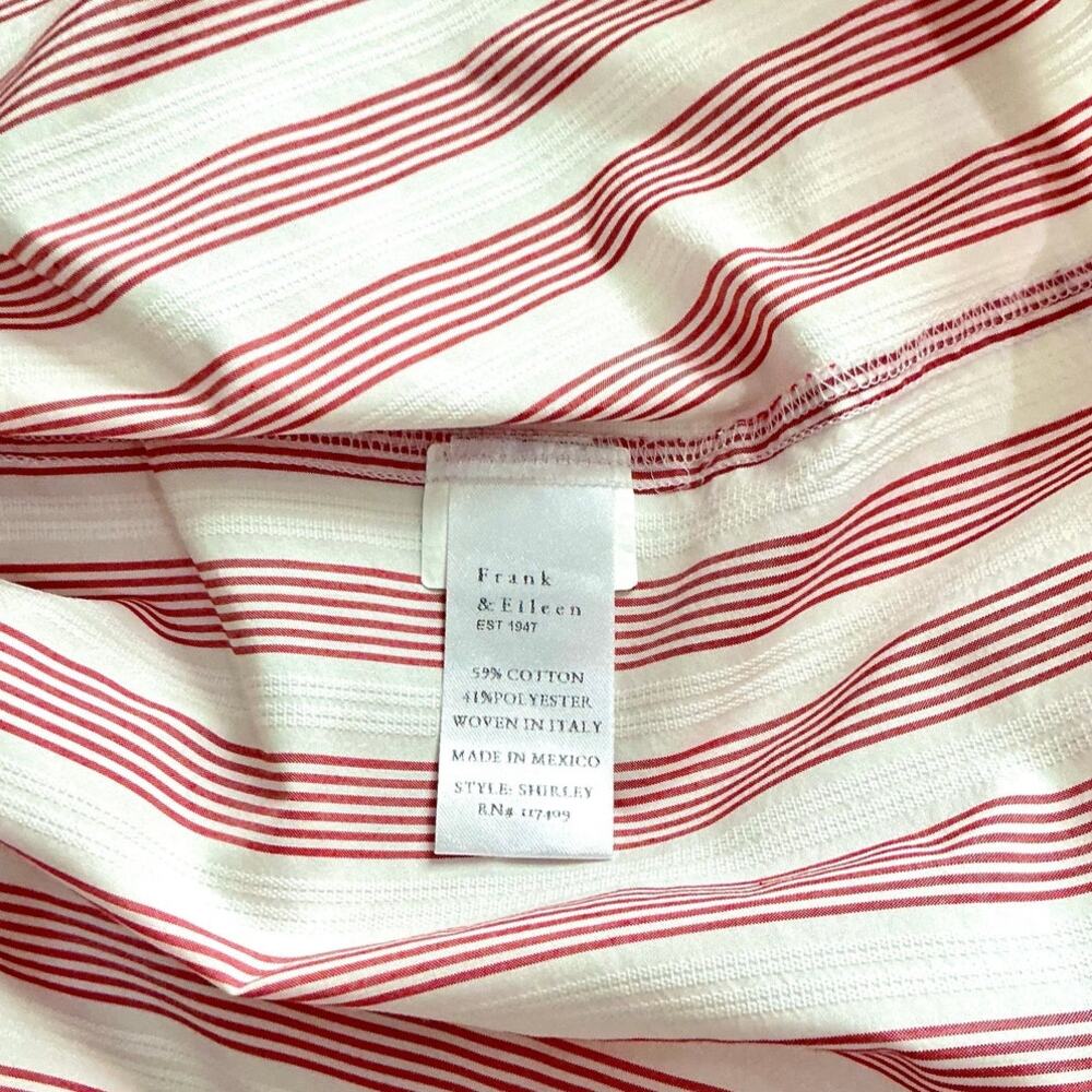 Frank & Eileen Shirley Oversized Button Up Italian Cotton Red Stripe Size Medium - Picture 13 of 14